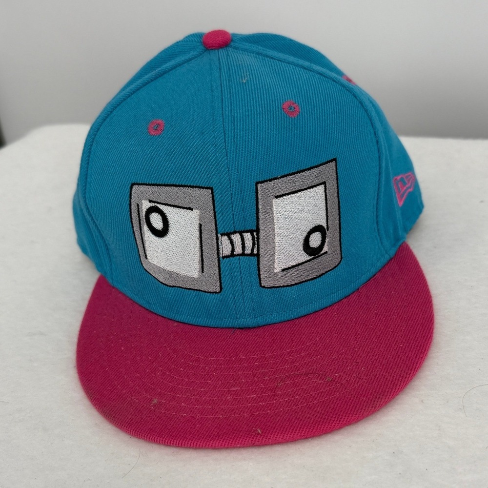 New Era Genuine Merchandise Snapback Hat Teal Pink Graphic 70/30 Wool OSFM